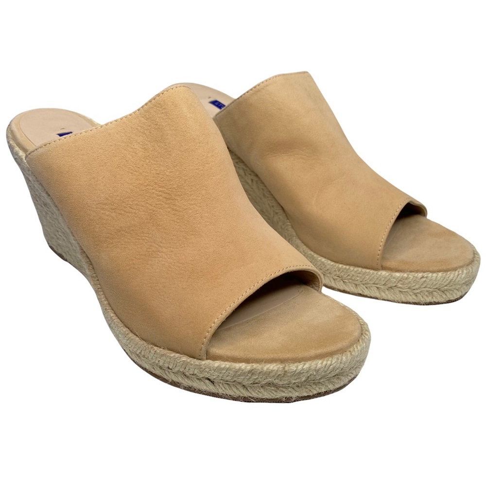new Stuart Weitzman ❃ Platform Suede Espadrille Wedge Sandal ❃ Adobe Champagne - Picture 11 of 16